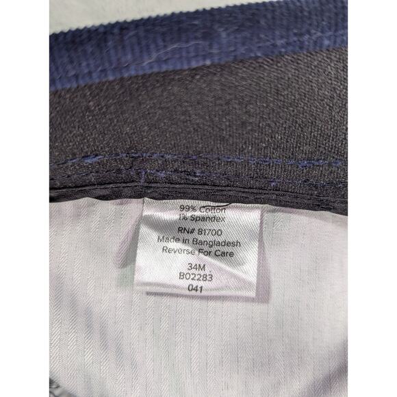 John Blair Navy Flat Front Straight Leg Corduroy Pants 36W 29L w/Elastic Waist - Picture 4 of 10